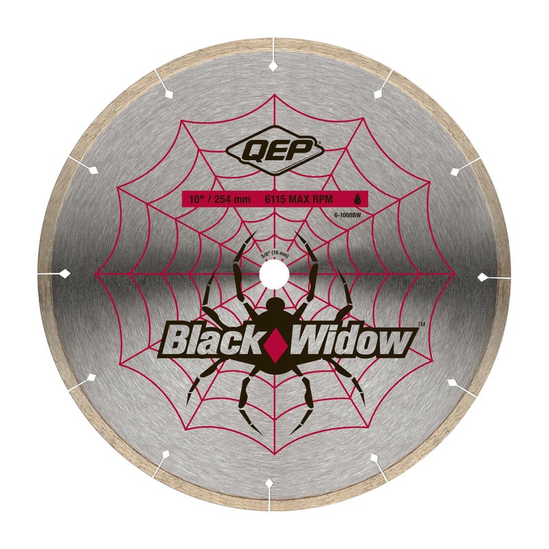 QEP 10" Black Widow Premium-Grade, Thin Rim Diamond Blade for Wet Cutting of Porcelain, Ceramic, Granite and Marble Tile - Image 1